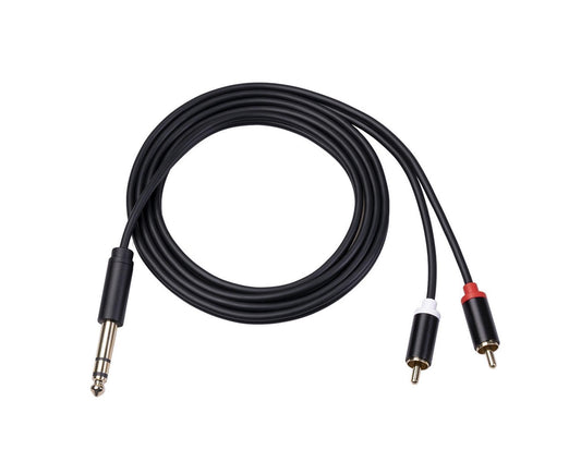 6.35mm Male to 2 RCA Male Audio Cable Copper Conductor Stereo Wire Cord for Sound Mixing Console Black V1263-JX-1054