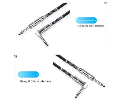 90 Degree Electric Guitar Audio Cable Musical Instruments Connecting Cord Line V1263-JX-1055