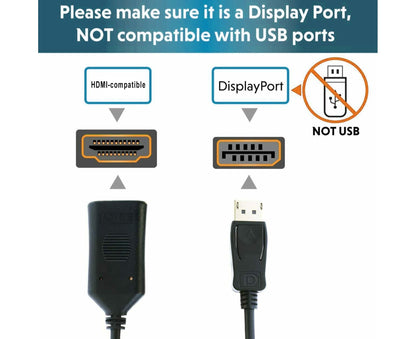Active Display Port DP to HDMI-compatible Adapter Cable 4K 60HZ Male to Female Connector Black V1263-JX-1056