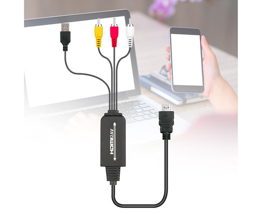 AV Adapter Plug and Play High Speed ABS HDMI-compatible to 3 RCA Converter for Computer Black V1263-JX-1059