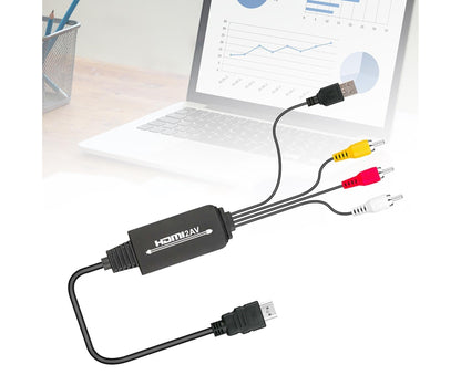 AV Adapter Plug and Play High Speed ABS HDMI-compatible to 3 RCA Converter for Computer Black V1263-JX-1059