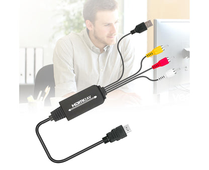 AV Adapter Plug and Play High Speed ABS HDMI-compatible to 3 RCA Converter for Computer Black V1263-JX-1059