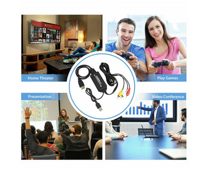 AV Adapter Plug and Play High Speed ABS HDMI-compatible to 3 RCA Converter for Computer Black V1263-JX-1059
