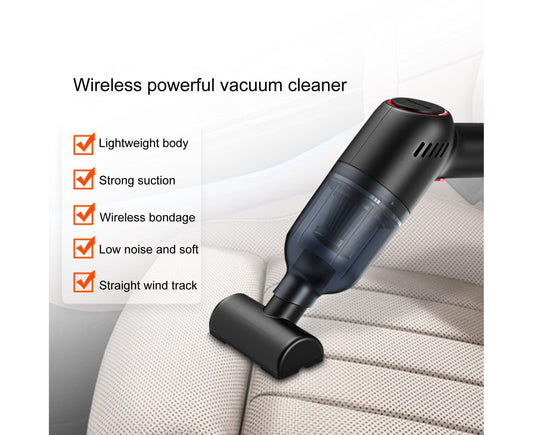 Car Vacuum Cleaner Wireless Strong Suction ABS Low Noise One Hand Operation Dust Remover for Auto Black V1263-JX-1061