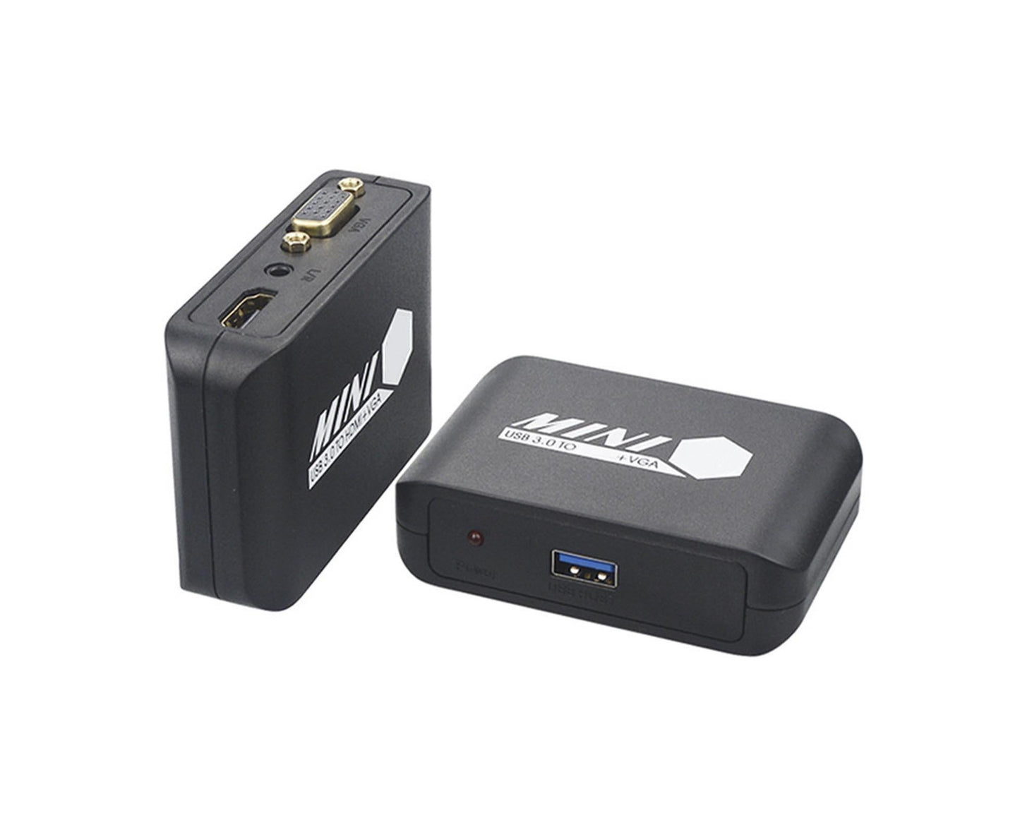 Compact 1080P USB3.0 to HDMI-compatible+VGA Adapter Video Converter for Laptop Computer Black V1263-JX-1063