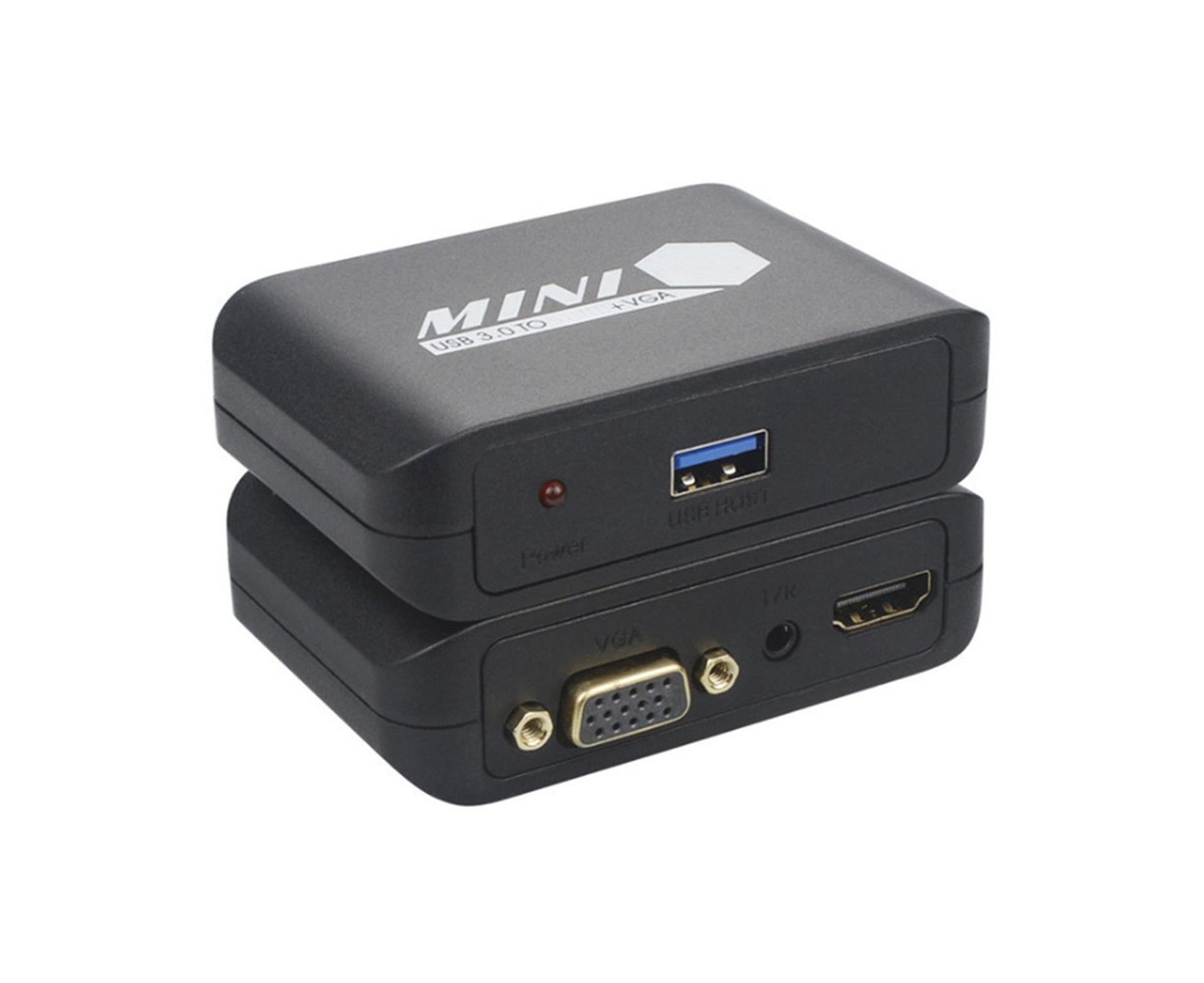 Compact 1080P USB3.0 to HDMI-compatible+VGA Adapter Video Converter for Laptop Computer Black V1263-JX-1063
