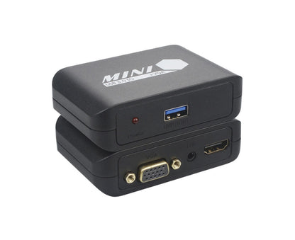 Compact 1080P USB3.0 to HDMI-compatible+VGA Adapter Video Converter for Laptop Computer Black V1263-JX-1063