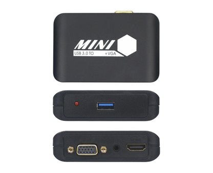 Compact 1080P USB3.0 to HDMI-compatible+VGA Adapter Video Converter for Laptop Computer Black V1263-JX-1063