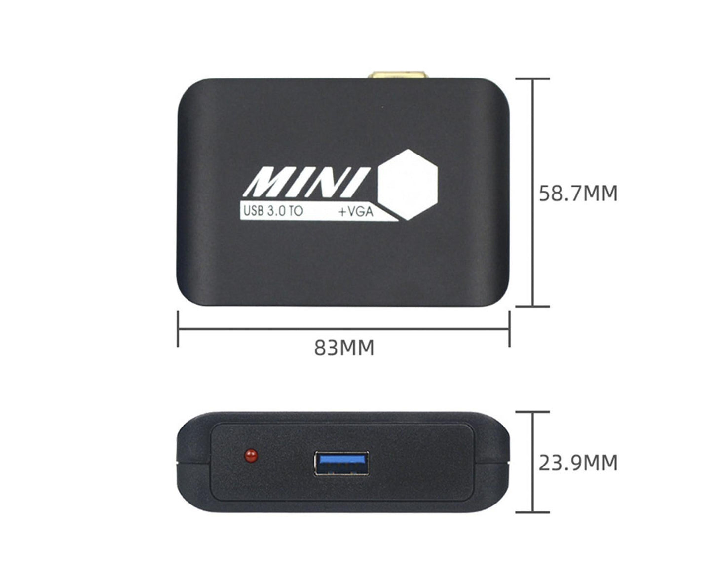 Compact 1080P USB3.0 to HDMI-compatible+VGA Adapter Video Converter for Laptop Computer Black V1263-JX-1063