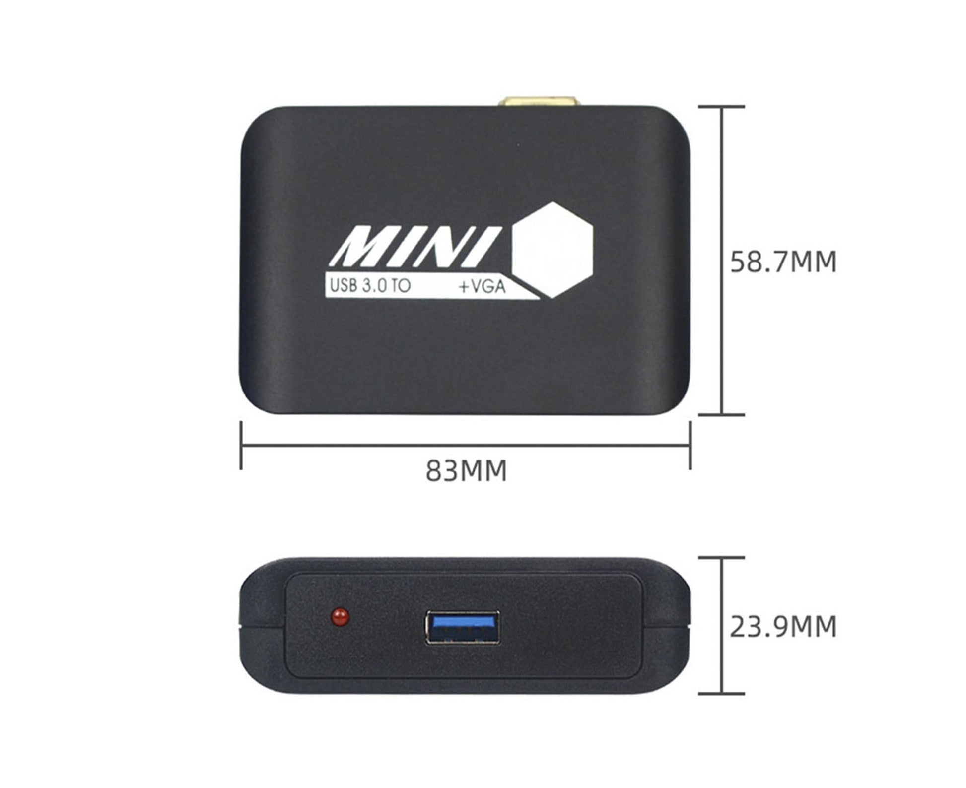 Compact 1080P USB3.0 to HDMI-compatible+VGA Adapter Video Converter for Laptop Computer Black V1263-JX-1063