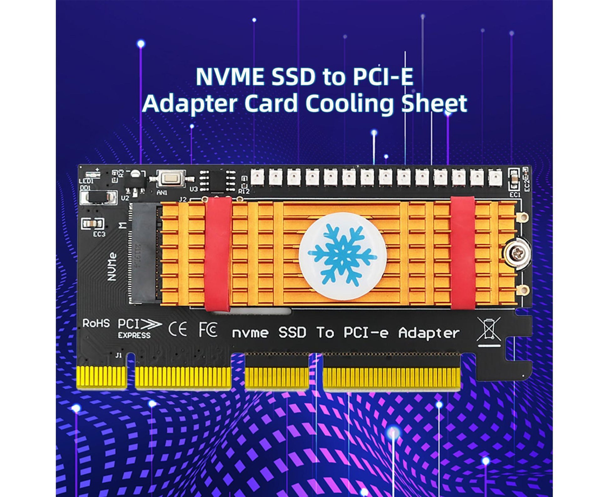 Converter Board Driver-free High Strength with Cool Light NVME SSD to PCI-E Adapter Card Cooling Sheet for V1263-JX-1066