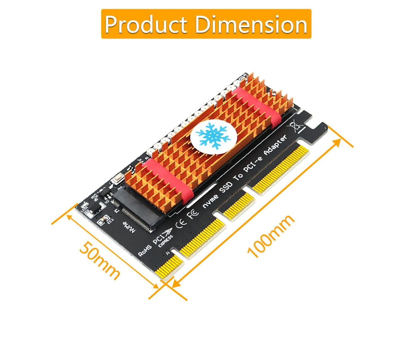 Converter Board Driver-free High Strength with Cool Light NVME SSD to PCI-E Adapter Card Cooling Sheet for V1263-JX-1066