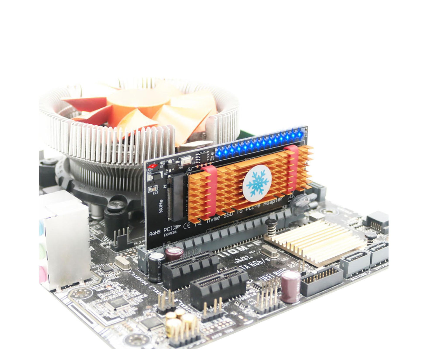 Converter Board Driver-free High Strength with Cool Light NVME SSD to PCI-E Adapter Card Cooling Sheet for V1263-JX-1066