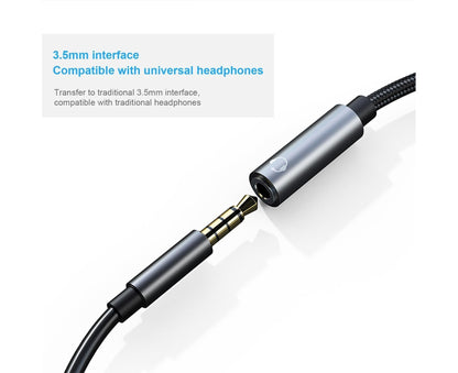 Converter Cable Multifunctional Noise Reduction Braided 2 in 1 Type-C to 3.5mm PD60W Converter Wire for V1263-JX-1067