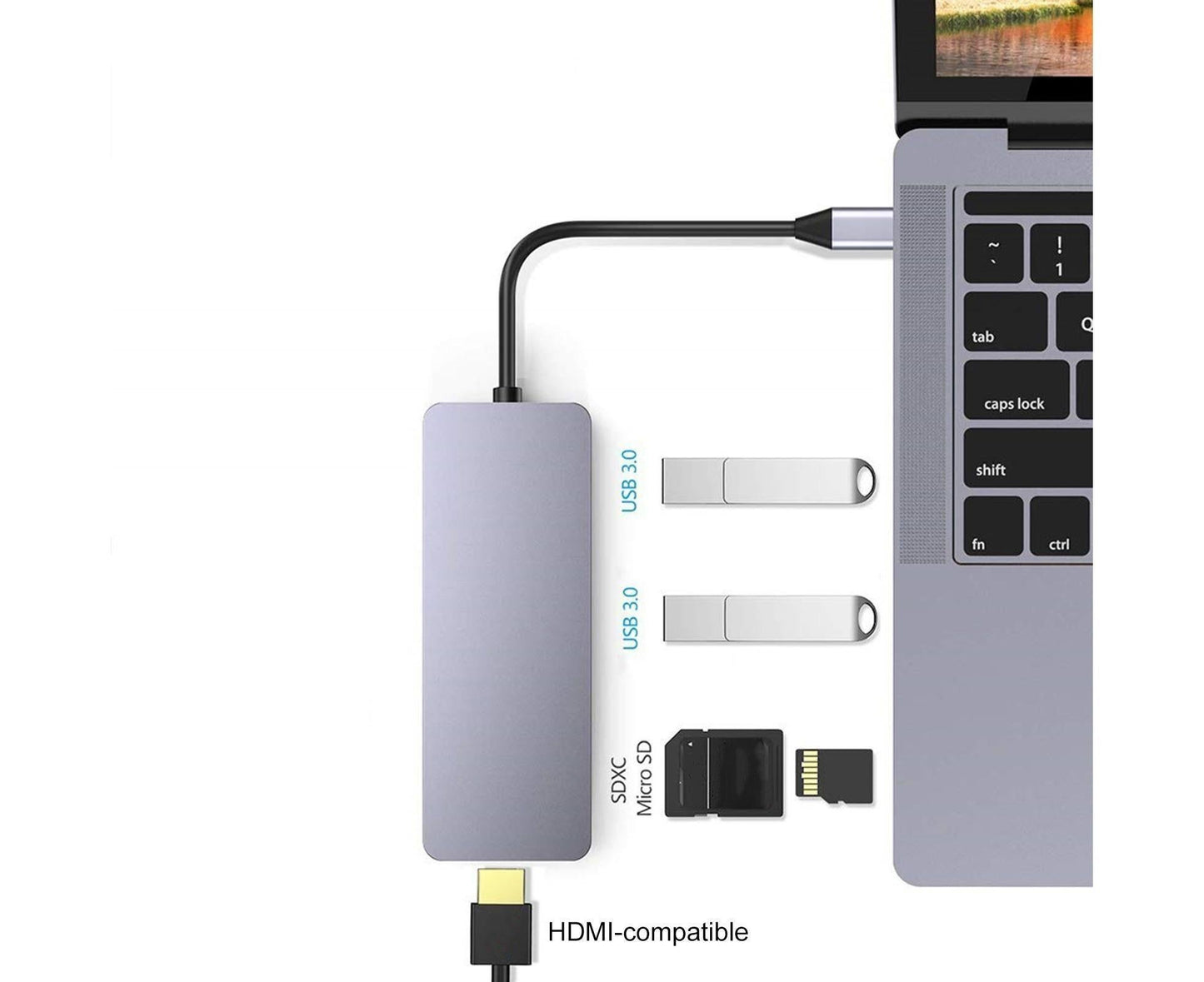 Docking Station High-speed Transmission Data Transfer Plug Play Type-C to HDMI-compatible USB Adapter Hub V1263-JX-1068