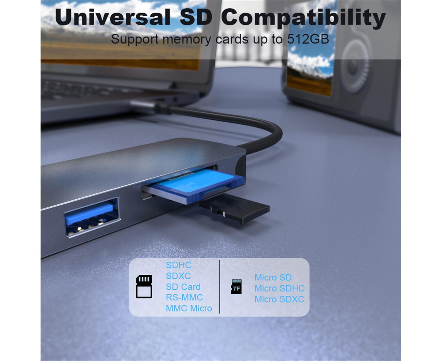Docking Station High-speed Transmission Data Transfer Plug Play Type-C to HDMI-compatible USB Adapter Hub V1263-JX-1068