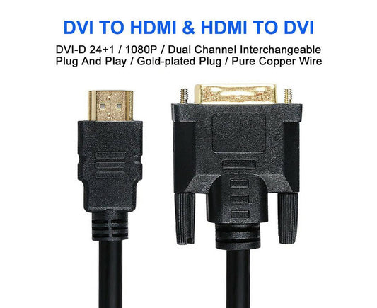 DOONJIEY High Clarity 1080P HDMI-compatible Male to DVI-D Male Bi-directional Adapter Cable for HDTV V1263-JX-1070