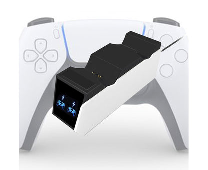 Durable Charging Stand Controller Fast Dual Charger for PlayStation 5 Gamepad Black White V1263-JX-1071
