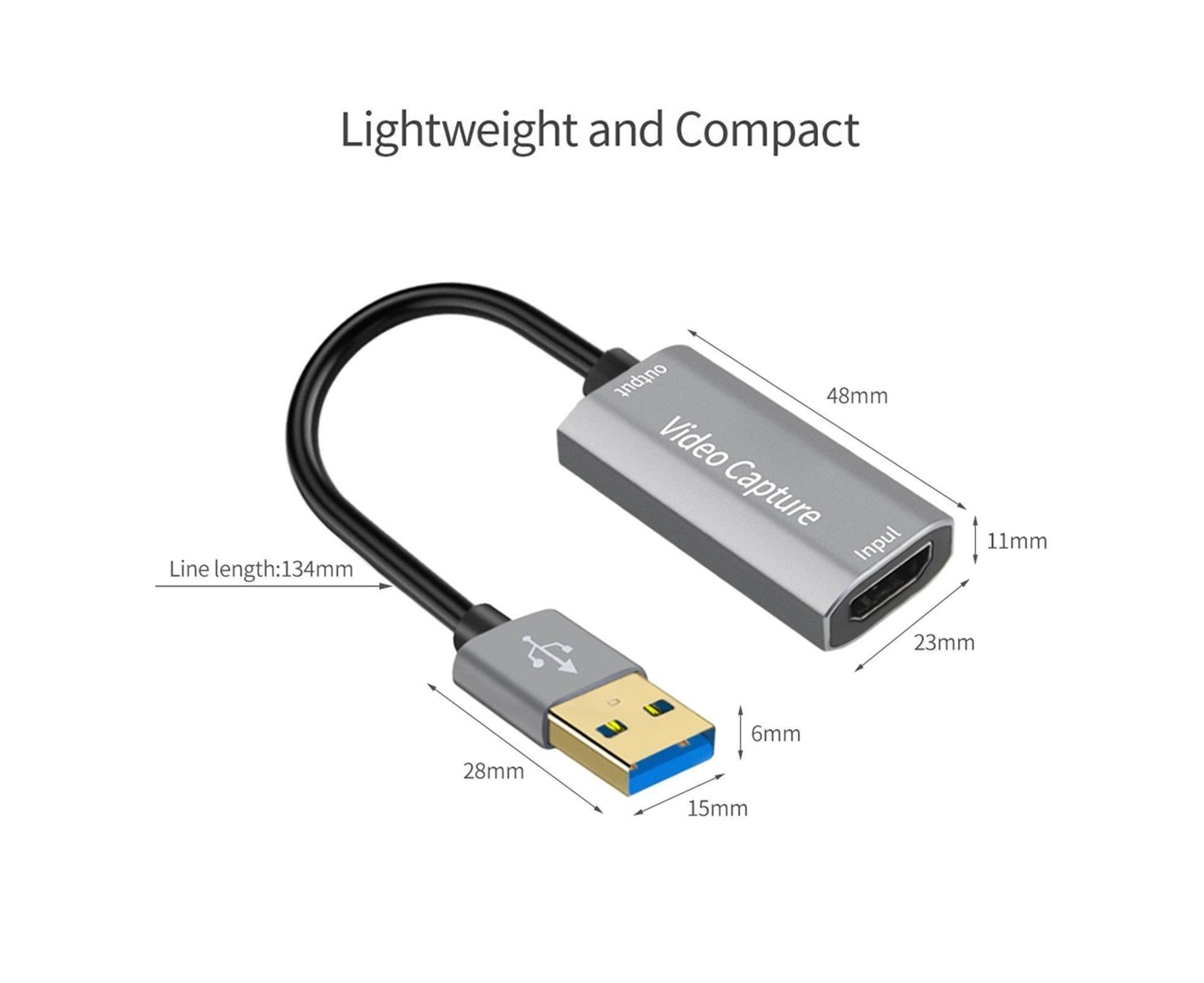 HDMI-compatible to USB Video Capture Card Game Camera Recorder Live Streaming Webcasting Grey V1263-JX-1077