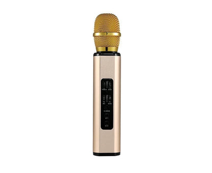 K6 Handheld Wireless Bluetooth-compatible Condenser Microphone Karaoke Speech Mic Speaker Golden V1263-JX-1078