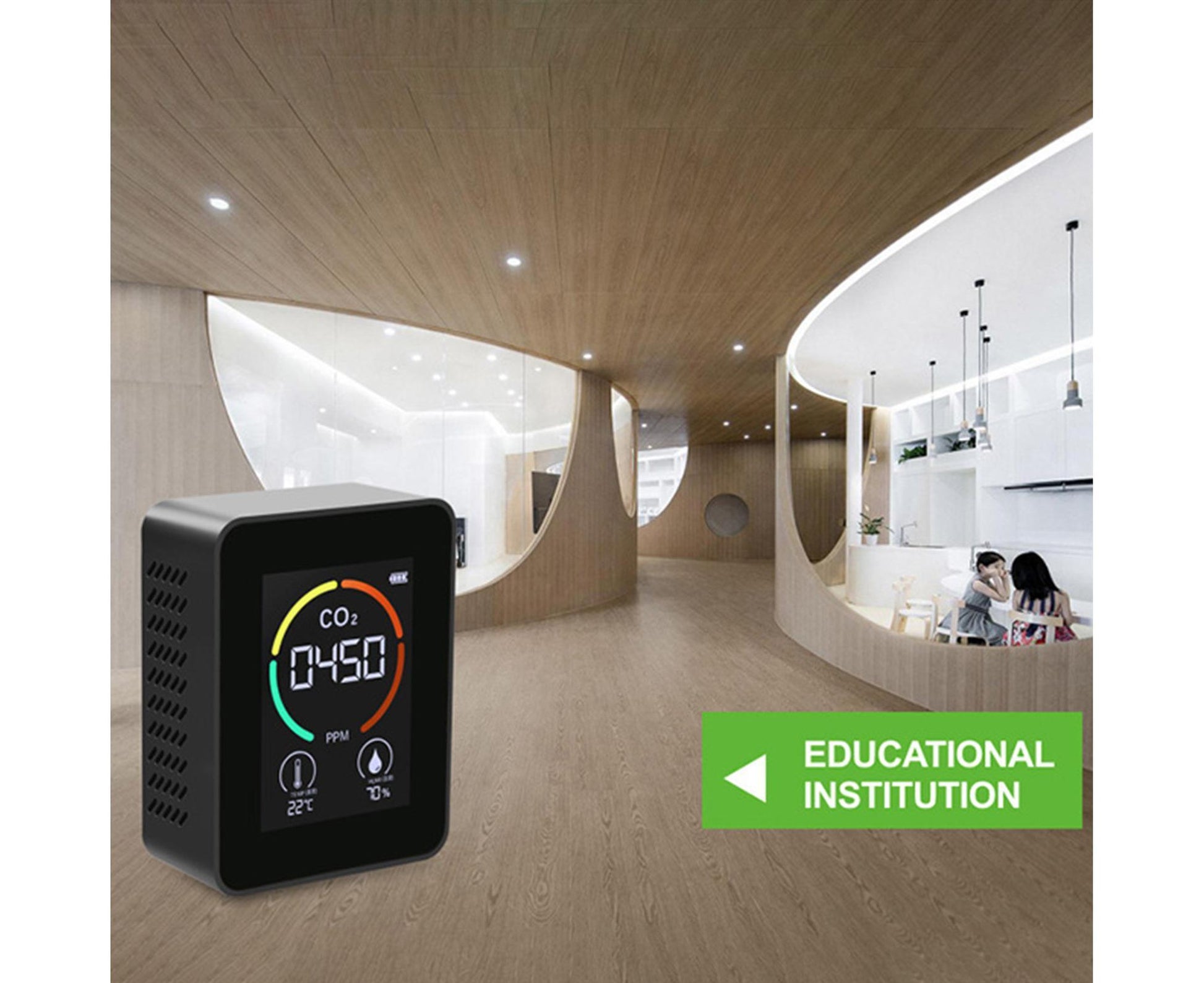 LED Backlit Carbon Dioxide Real-time Detection Detector Infrared Monitor with LCD Screen for Home Black V1263-JX-1079