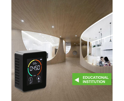 LED Backlit Carbon Dioxide Real-time Detection Detector Infrared Monitor with LCD Screen for Home Black V1263-JX-1079