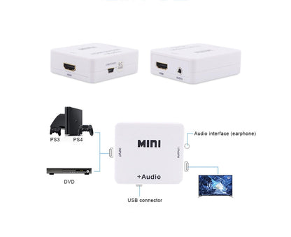 Multifunctional 1080P HDMI-compatible to HDMI-compatible 3.5mm R/L Audio Converter Extractor Splitter White V1263-JX-1082