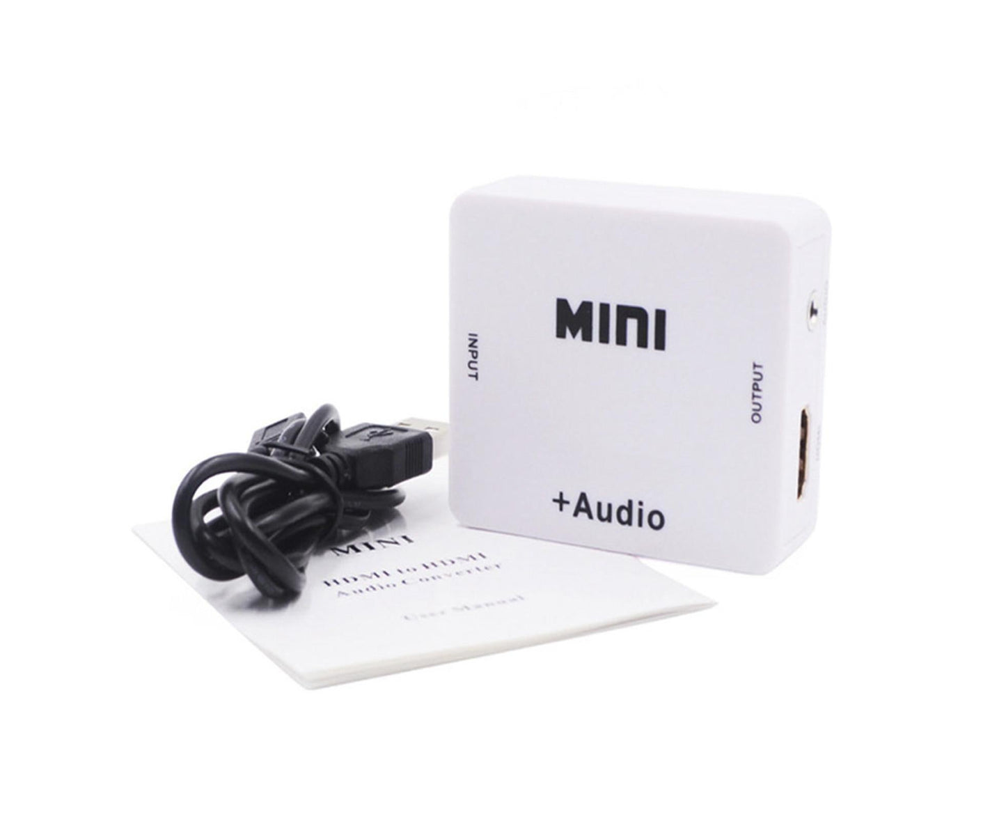 Multifunctional 1080P HDMI-compatible to HDMI-compatible 3.5mm R/L Audio Converter Extractor Splitter White V1263-JX-1082