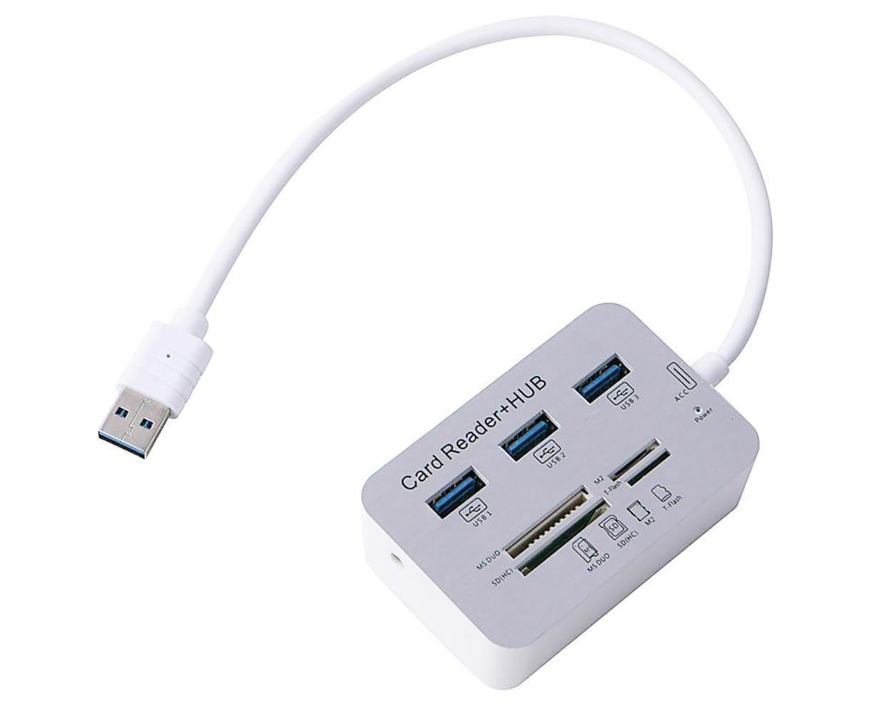 Multi-in-1 3 Ports USB 3.0 High Speed Hub Adapter with MS SD M2 TF Card Reader V1263-JX-1083