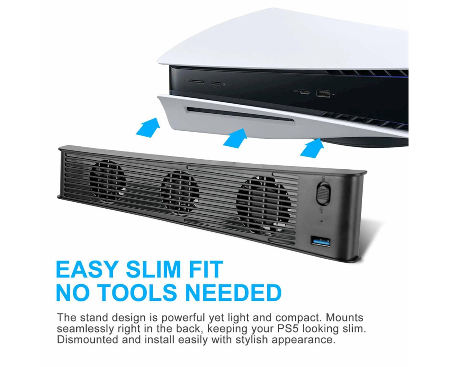 Portable 3 Fans Game Console Cooling Fan Playstation Accessories for PS5 DE/UHD Version Black V1263-JX-1085