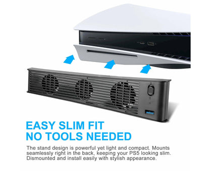 Portable 3 Fans Game Console Cooling Fan Playstation Accessories for PS5 DE/UHD Version Black V1263-JX-1085