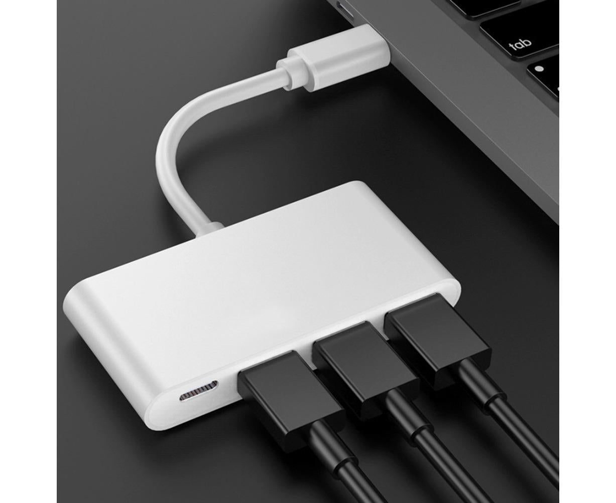 Portable 4 in 1 Type-C to USB 2.0 3.0 Converter Adapter Hub Cable for MacBook Silver V1263-JX-1086