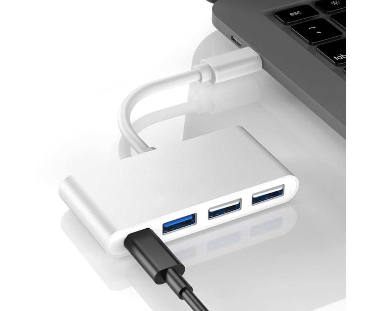 Portable 4 in 1 Type-C to USB 2.0 3.0 Converter Adapter Hub Cable for MacBook Silver V1263-JX-1086