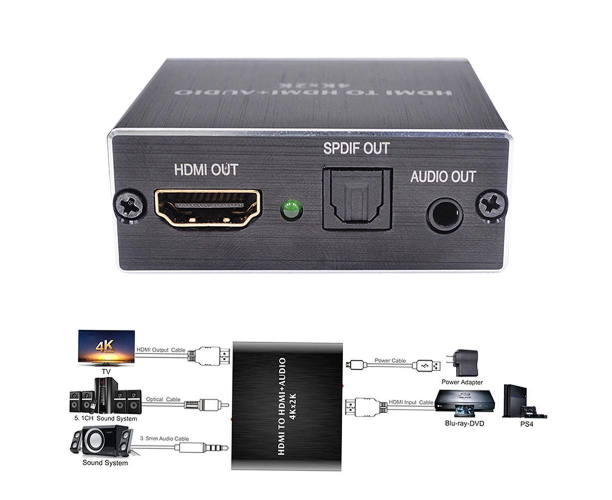 Portable 4Kx2K HDMI-compatible 1.4 Audio Splitter Extractor 5.1CH SPDIF Optical Converter V1263-JX-1087