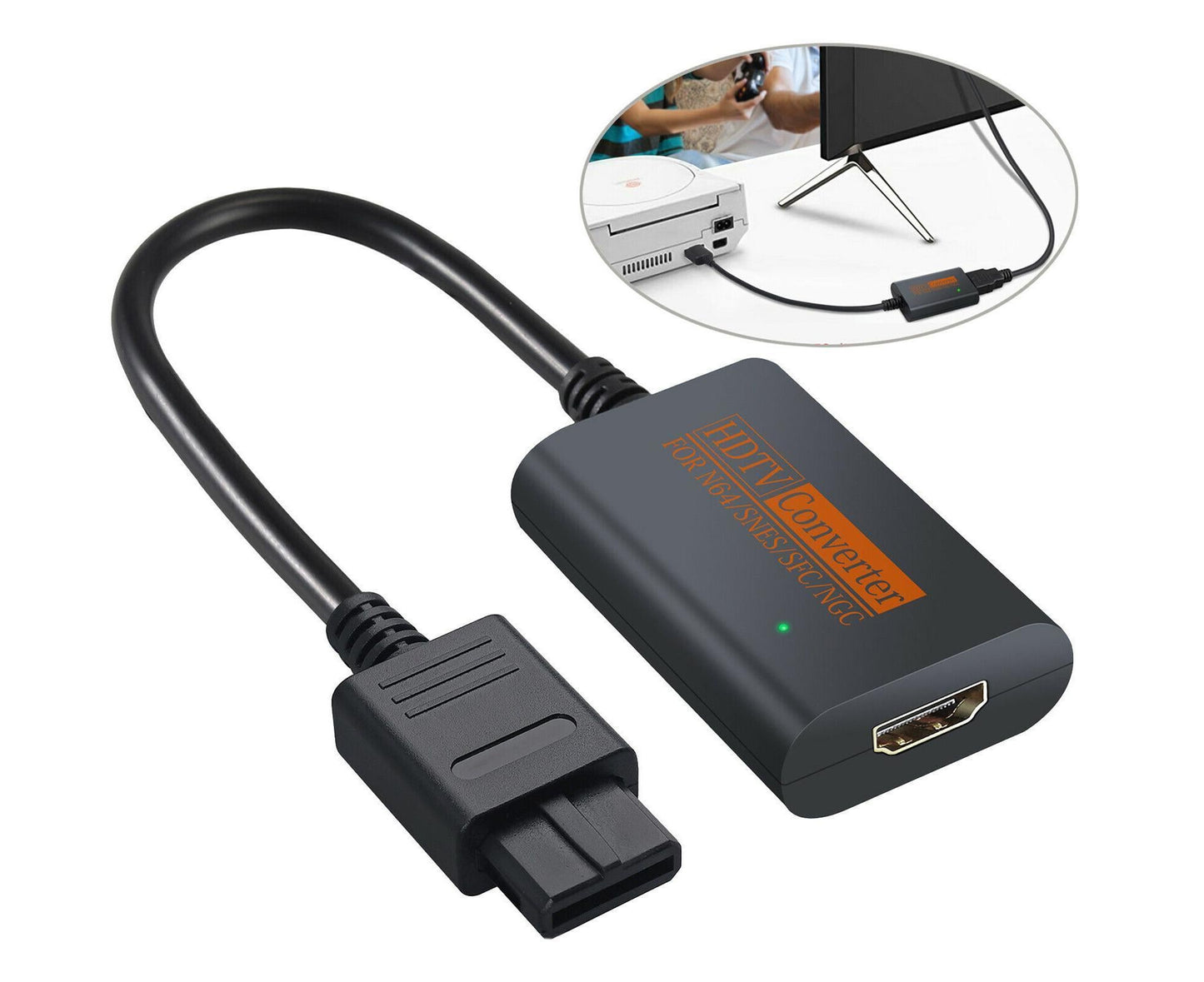 Portable Converter Adapter Shared Equipment for N64/SNES/SFC/NGC to HDMI-compatible (720p) Black V1263-JX-1090