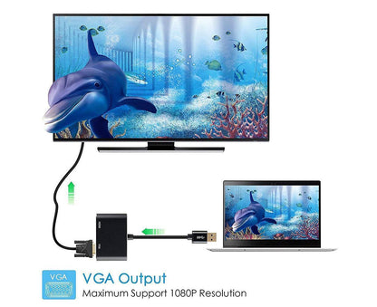 Super Speed USB 3.0 Type C DP to HDMI-compatible VGA Converter Adapter for Windows 10//8/7 V1263-JX-1095