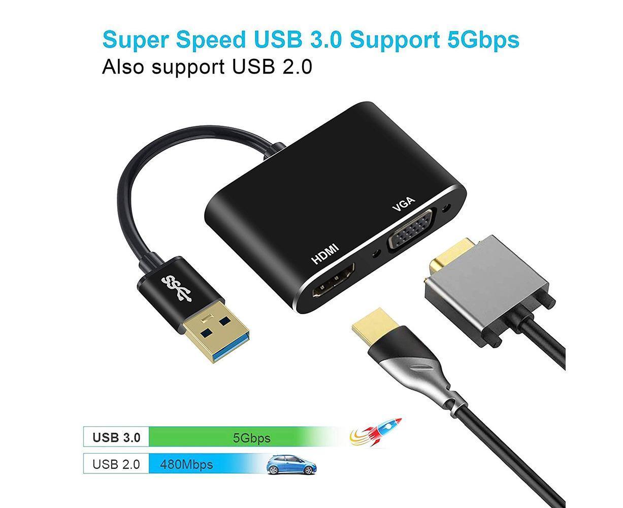 Super Speed USB 3.0 Type C DP to HDMI-compatible VGA Converter Adapter for Windows 10//8/7 V1263-JX-1095