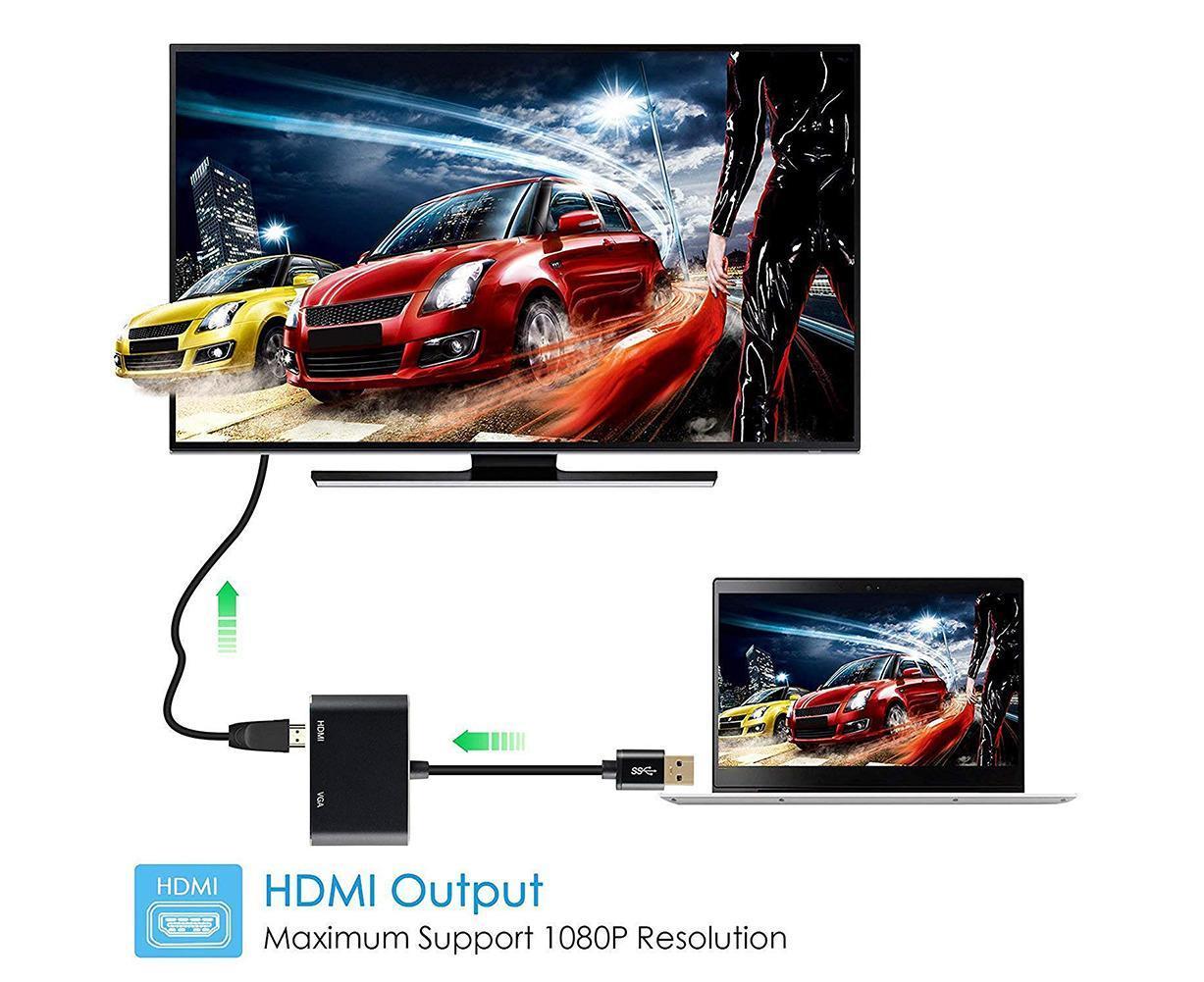 Super Speed USB 3.0 Type C DP to HDMI-compatible VGA Converter Adapter for Windows 10//8/7 V1263-JX-1095