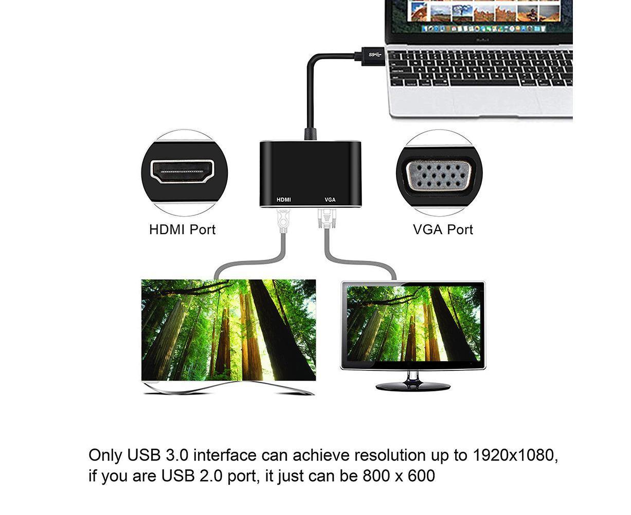 Super Speed USB 3.0 Type C DP to HDMI-compatible VGA Converter Adapter for Windows 10//8/7 V1263-JX-1095
