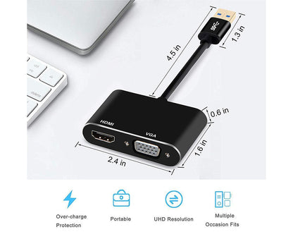 Super Speed USB 3.0 Type C DP to HDMI-compatible VGA Converter Adapter for Windows 10//8/7 V1263-JX-1095