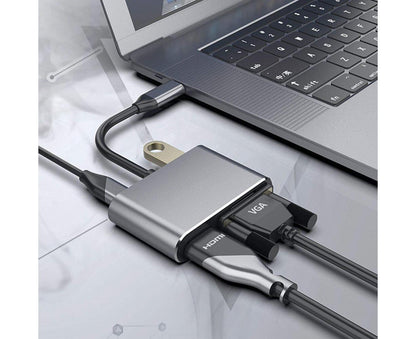 Type C to HDMI-compatible 4K VGA USB3.0 Audio Video Converter Charging Port Hub Adapter Grey V1263-JX-1097