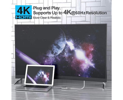 Type C to HDMI-compatible 4K VGA USB3.0 Audio Video Converter Charging Port Hub Adapter Grey V1263-JX-1097