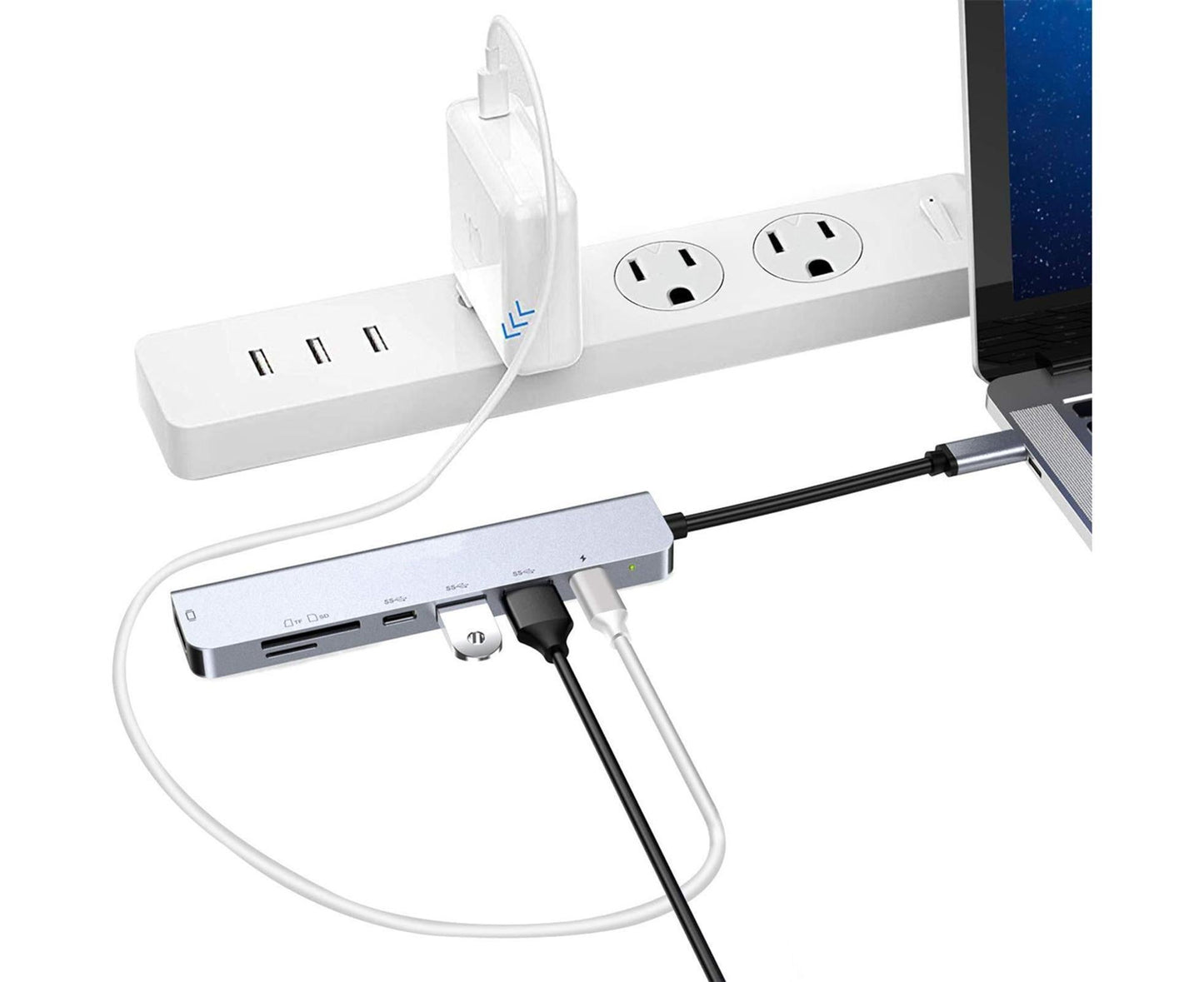 Type-C Hub Docking Station High Speed Multifunctional 7 in 1 USB 3.0 HDMI-compatible PD USB TF Laptop for V1263-JX-1098