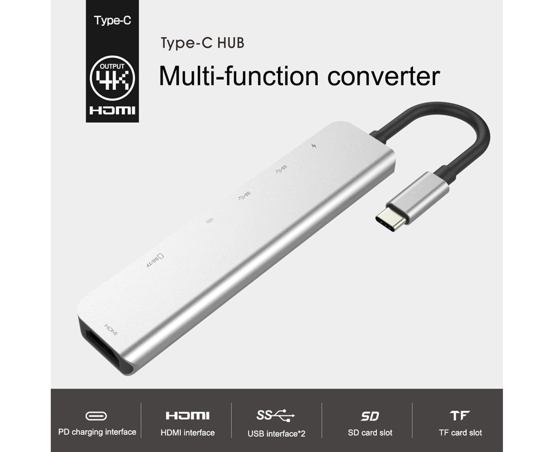 Type-C Hub Docking Station High Speed Multifunctional 7 in 1 USB 3.0 HDMI-compatible PD USB TF Laptop for V1263-JX-1098