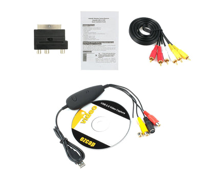 USB 2.0 Video Audio to HDD Converter Capture Card 3RCA Cable Scart RCA Adapter Black V1263-JX-1100