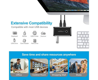 USB 3.0 Switch Selector 2 Computer Sharing 4 Devices for Keyboard Mouse Printer Black V1263-JX-1101