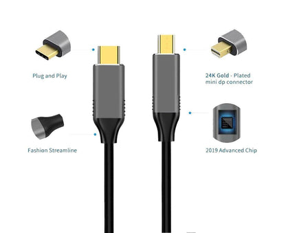 USB Type C to Mini DisplayPort DP 4K 6FT Cable Adapter Converter for MacBook Black V1263-JX-1104