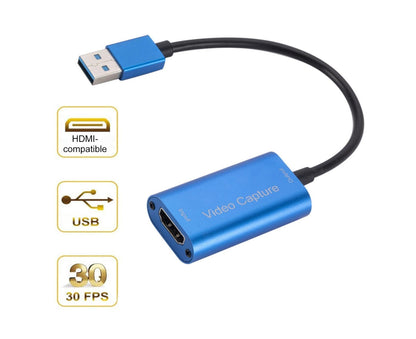 Video Capture Card Portable High Resolution Low Latency HDMI-compatible to USB 3.0 Game Capture Device for V1263-JX-1105