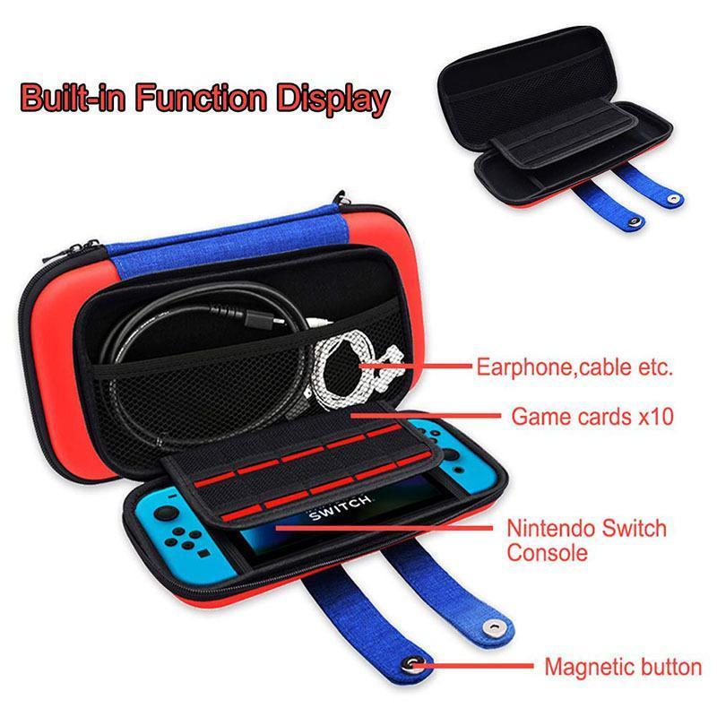 Carry Case Compatible with Nintendo Switch and New Switch OLED Console with Pockets for Accessories and V1263-JX-1106