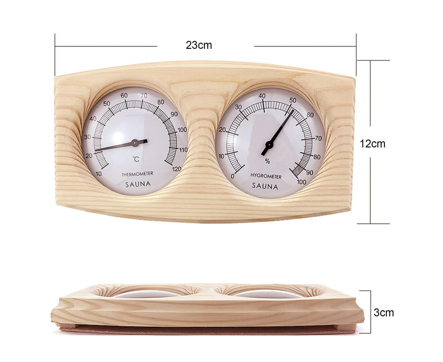 2 in 1 Sauna Room Wooden Thermometer Hygrometer Steam Temperature Humidity Meter V1263-JX-1118